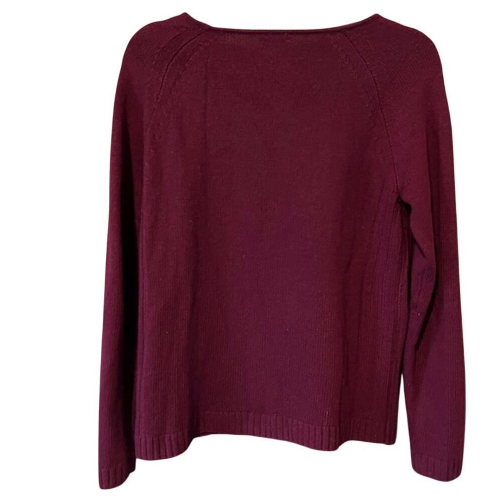 J.Crew Women's Burgundy Wool Blend Sweater Cozy Knit Fall Winter  Size Medium - Picture 3 of 11